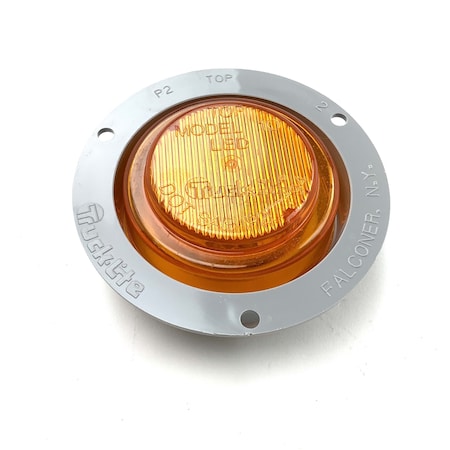 Truck-Lite Led, Yellow Round, 2 Diode, Marker Clearance Light, P2, Gray Polycarbonate Flange Mount 10251Y3
